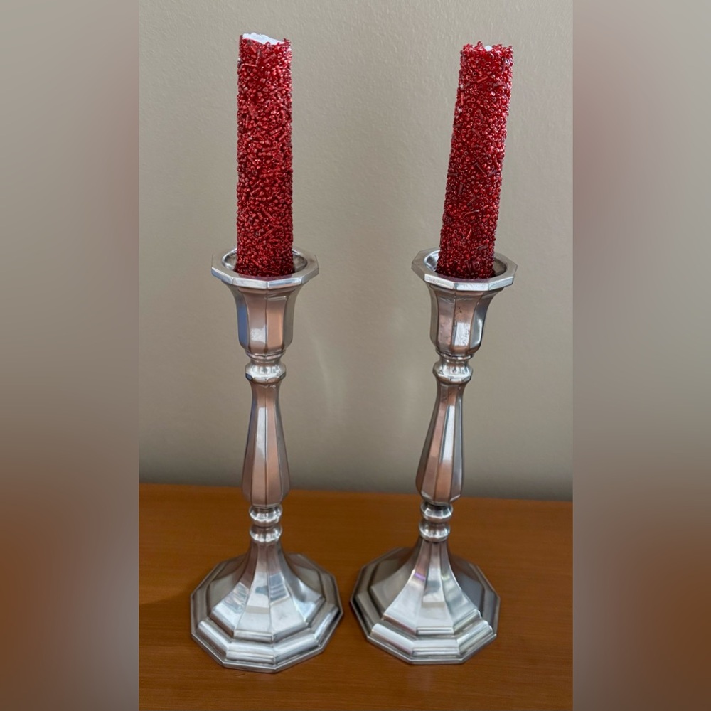 Vtg Sheffield Silver Plated Candlesticks 8" Italy Perfect For Holidays